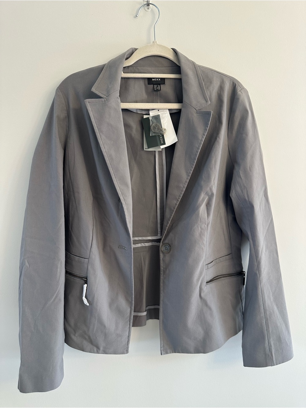 Mexx Light Gray Single-Button Notched Blazer